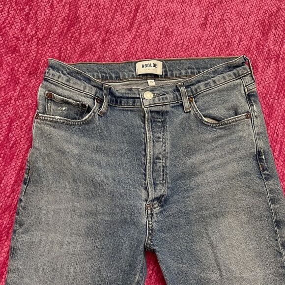 Agolde Nico High Rise Cropped Distressed Slim Jeans A093E-3002 Blue Size 29 - Picture 3 of 12